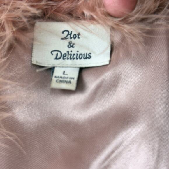 Hot & Delicious LARGE Apricot Dusty Pink Feather Vest Festival Western - Picture 7 of 9